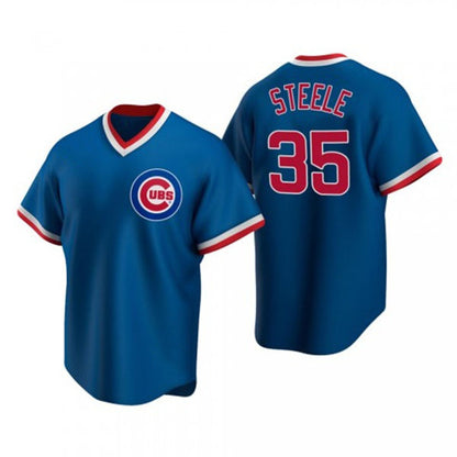 Chicago Cubs #35 Justin Steele Royal RONA Pullover Cooperstown Jersey
