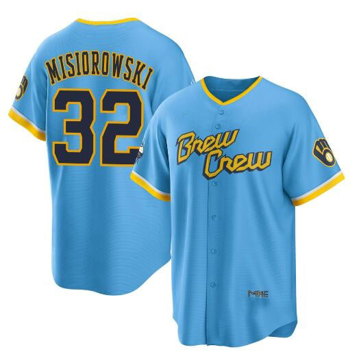 Milwaukee Brewers #32 Jacob Misiorowski Powder Blue RONA City Connect Cool Base Stitched Jersey