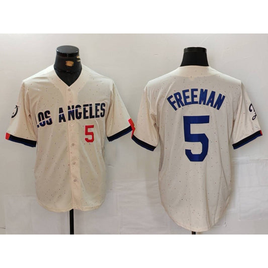 Los Angeles Dodgers #5 Freddie Freeman Number Cream RONA 2024 City Connect Limited Stitched Jersey 2