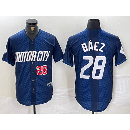 Detroit Tigers #28 Javier Baez Number 2024 Navy RONA City Connect Cool Base Limited Stitched Jersey