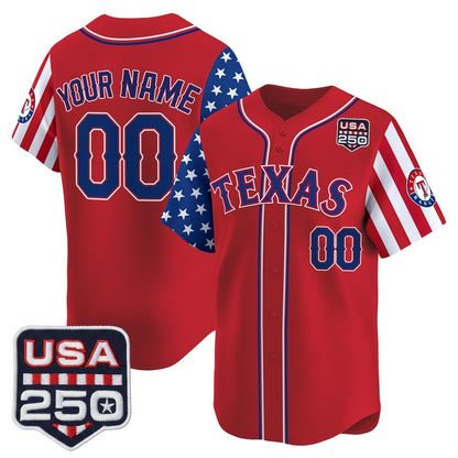 Custom Texas Rangers America 250 Edition Vapor Premier Limited Red RONA Stitched Jerseys