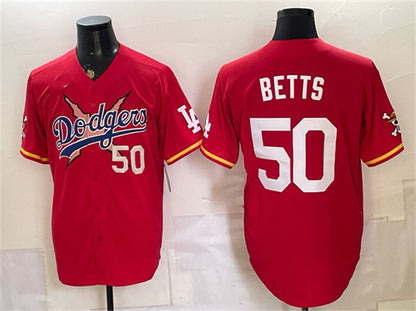 Los Angeles Dodgers x One Piece #50 Mookie Betts Red RONA Vapor Premier Limited Stitched Jersey