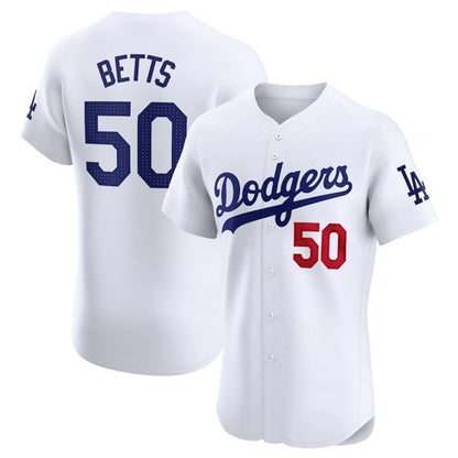 Los Angeles Dodgers #50 Mookie Betts White RONA Home Elite Stitched Jersey