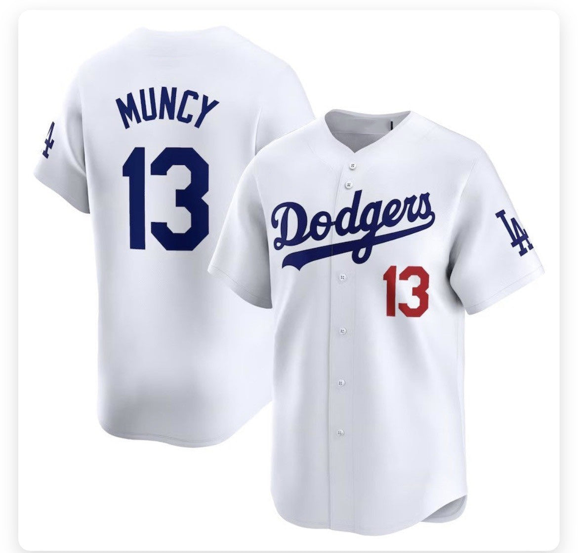 Los Angeles Dodgers #13 Max Muncy White RONA Stitched Cool Base Jersey