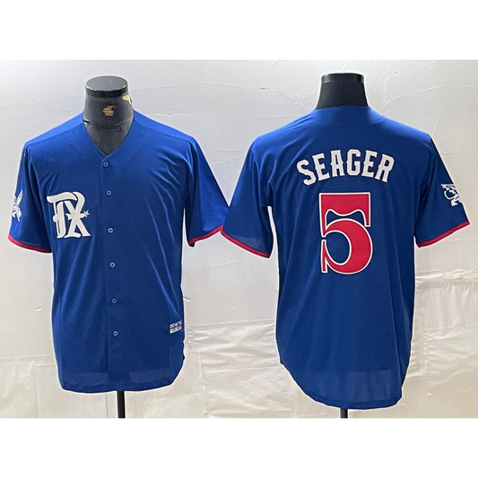 Texas Rangers #5 Corey Seager Royal Blue RONA 2023 City Connect Stitched Jersey
