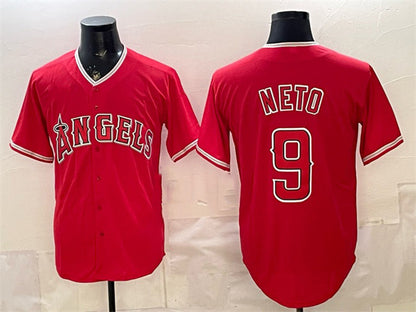 Los Angeles Angels #9 Zach Neto Red RONA Stitched Jersey