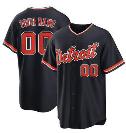Custom Detroit Tigers Alternate Replica Navy RONA Jersey