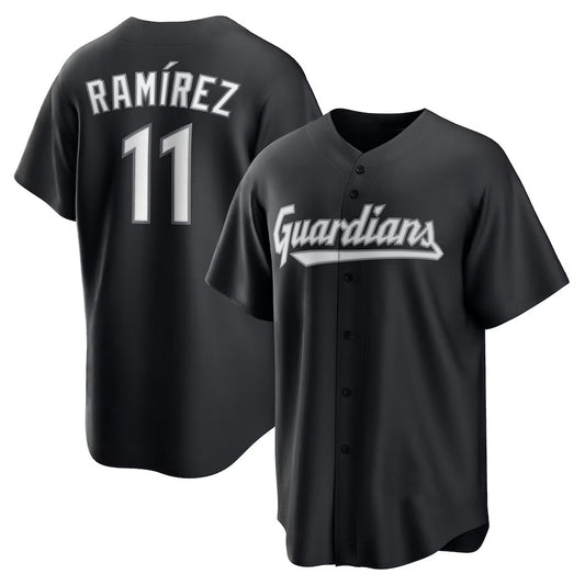 Cleveland Guardians #11 Jos¨¦ Ram¨ªrez Black RONA Replica Player Jersey