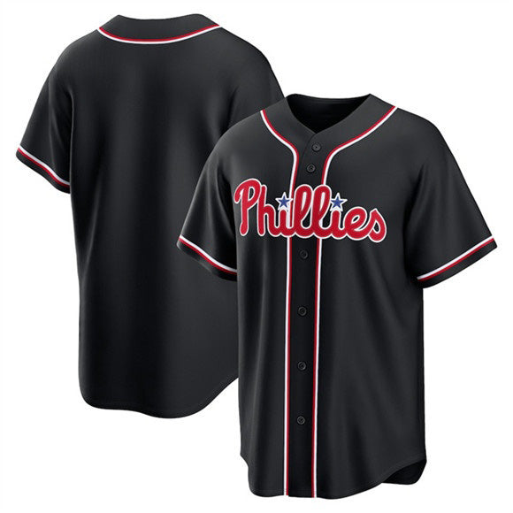 Philadelphia Phillies Blank Fashion Black RONA Out Stitched Jersey