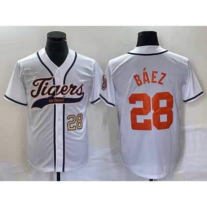 Detroit Tigers #28 Javier Baez Number White RONA Cool Base Stitched Jersey