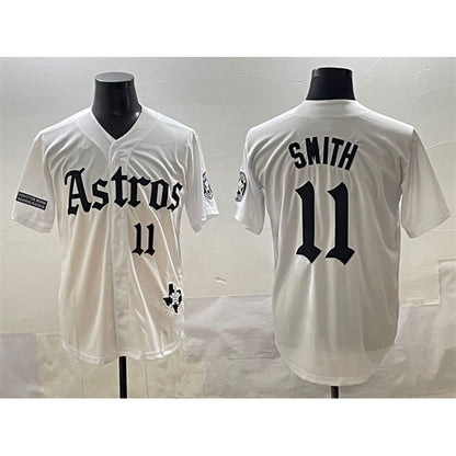 Houston Astros #11 Cam Smith White RONA Gothic 'Houston Born Barrio Raised' Limited Stitched Jersey