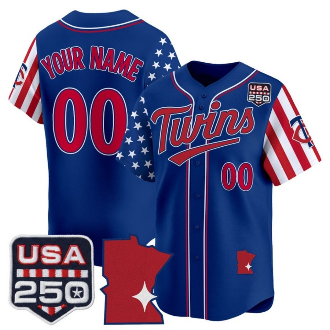 Custom Minnesota Twins America 250 Edition Vapor Premier Limited Royal RONA Stitched Jerseys
