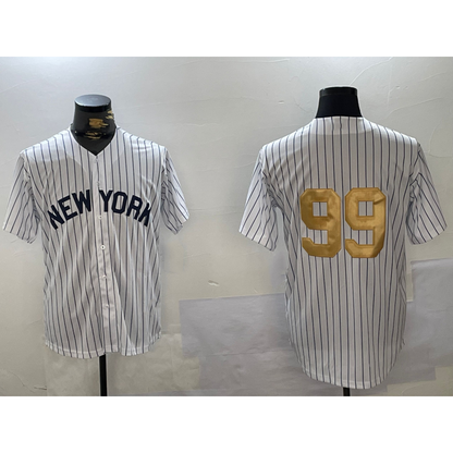 New York Yankees #99 Aaron Judge White RONA Pinstripe Without Name Fashion Cool Base Jersey 2
