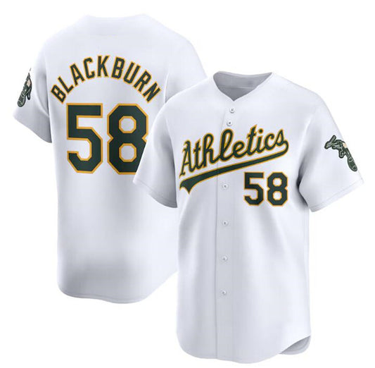 Oakland Athletics #58 Paul Blackburn White RONA Home Limited Stitched Jersey