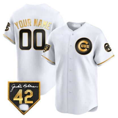 Custom Chicago Cubs 2024 Jackie Robinson Patch Vapor Premier Limited Jersey V2 ¨C White RONA