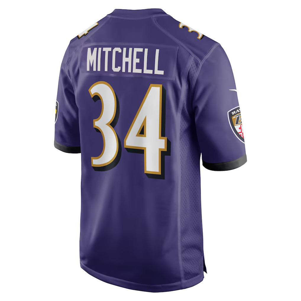 B.Ravens #34 Keaton Mitchell Purple RONA Game Jersey