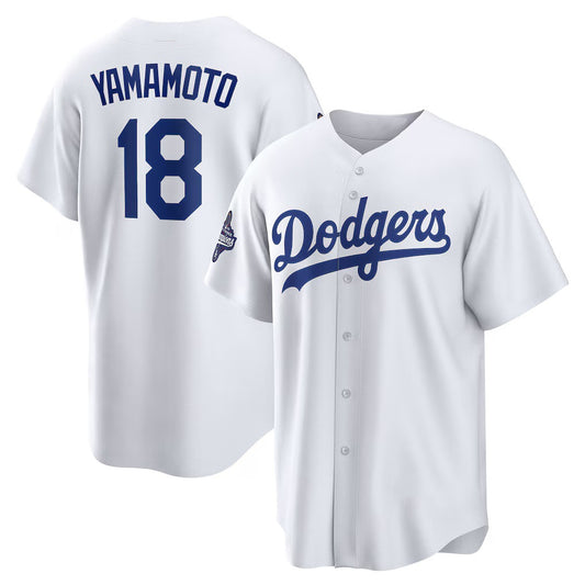 Los Angeles Dodgers #18 Yoshinobu Yamamoto White RONA 2025 World Series Champions Home Replica Jersey