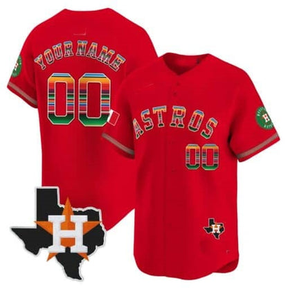 Custom Houston Astros Mexico Texas Patch Vapor Premier Limited Jersey ¨CRed RONA