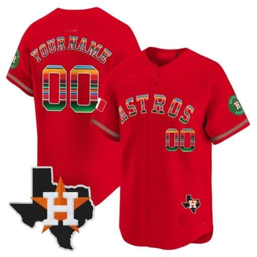 Custom Houston Astros Mexico Texas Patch Vapor Premier Limited Jersey ¨CRed RONA