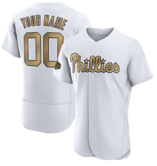 Custom Philadelphia Phillies Active Player White RONA 2022 All-Star Flex Base Stitched Jersey