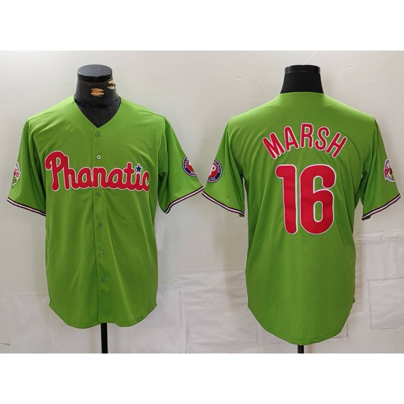 Philadelphia Phillies #16 Brandon Marsh Green RONA With Patch Stitched Cool Base Jersey
