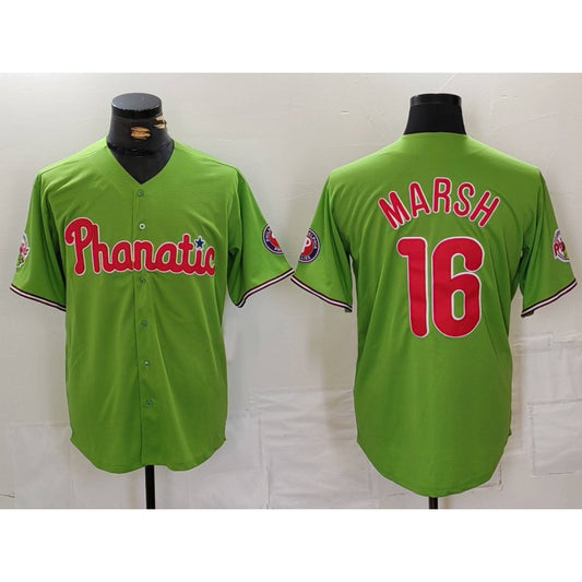 Philadelphia Phillies #16 Brandon Marsh Green RONA With Patch Stitched Cool Base Jersey