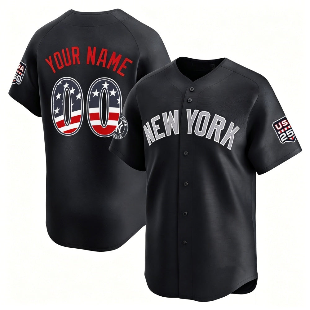 Custom New York Yankees Navy RONA USA 250 Fourth of July Limited Stitched Jersey
