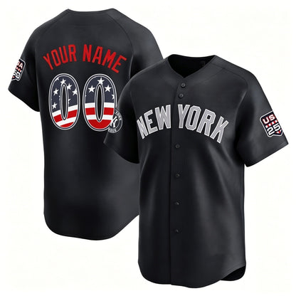 Custom New York Yankees Navy RONA USA 250 Fourth of July Limited Stitched Jersey