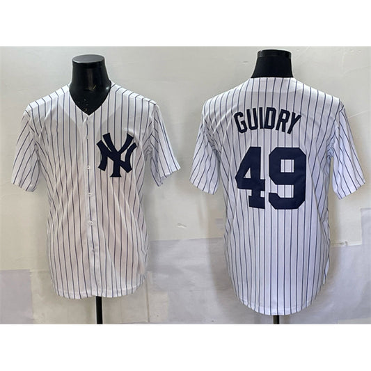 New York Yankees #49 Ron Guidry White RONA Cool Base Stitched Jersey