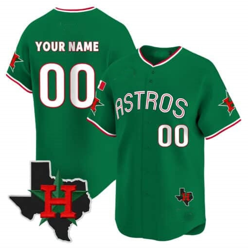 Custom Houston Astros Mexico Texas Patch Vapor Premier Limited Jersey V3 ¨C Green RONA