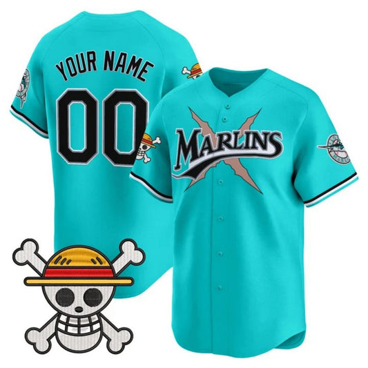 Custom Miami Marlins x One Piece Teal RONA Vapor Premier Limited Jersey - Stitched