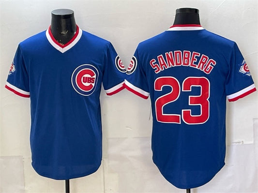 Chicago Cubs #23 Ryne Sandberg Royal RONA 150th Anniversary Throwback Vapor Limited Stitched Jersey