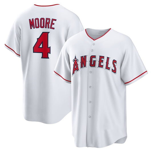 Los Angeles Angels #4 Christian Moore White RONA Home Replica Jersey