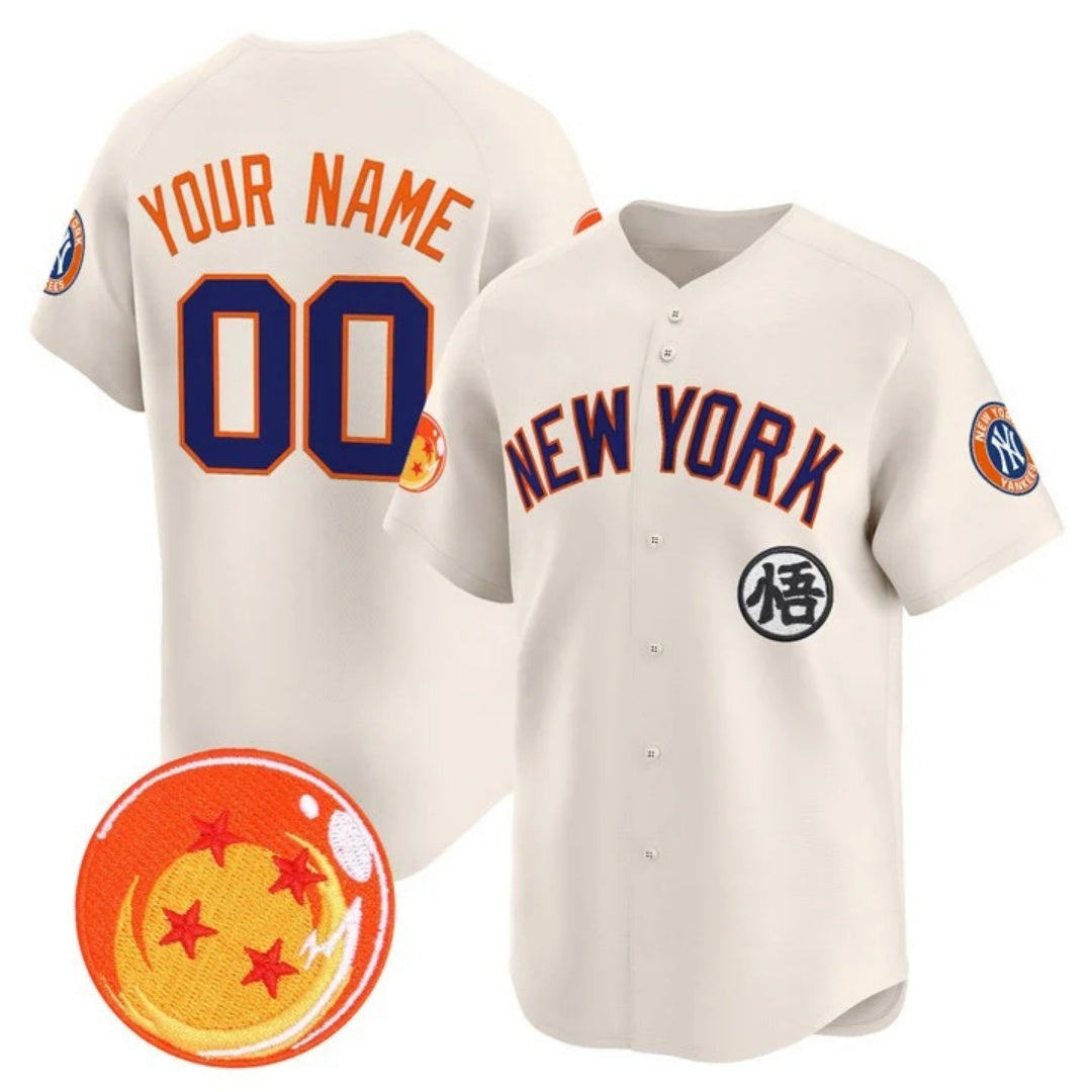 Custom New York Yankees x Dragon Ball Cream RONA Vapor Premier Limited Jersey - All Stitched
