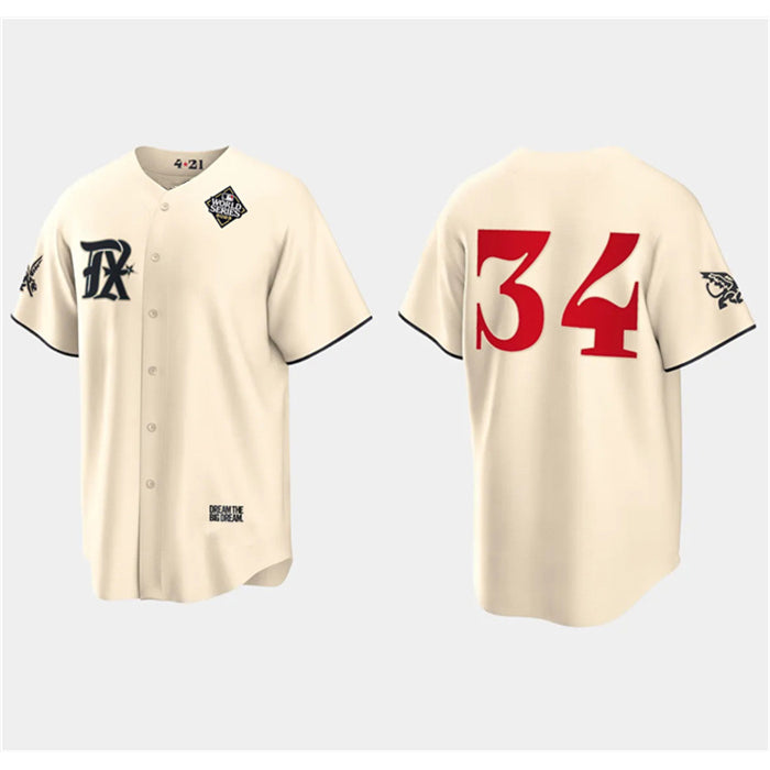 Texas Rangers #34 Nolan Ryan Cream RONA 2023 World Series City Connect Stitched Jersey