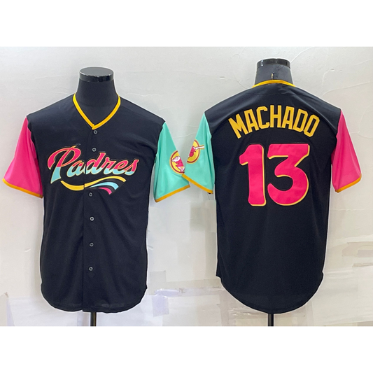San Diego Padres #13 Manny Machado Black RONA 2022 City Connect Cool Base Stitched Jersey