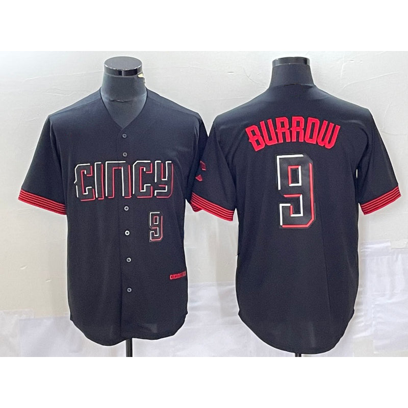 Cincinnati Reds #9 Joe Burrow Number Black RONA 2023 City Connect Cool Base Stitched Jersey