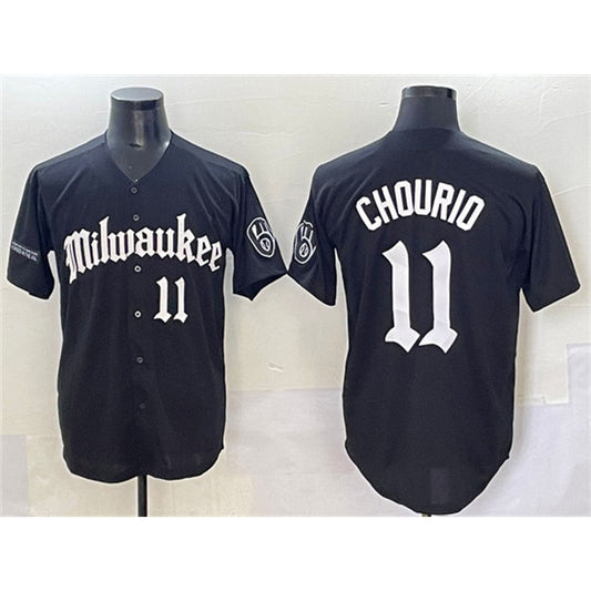 Milwaukee Brewers #11 Jackson Chourio Black RONA 'Gothic 414 Shadows Edition' Vapor Premier Limited Stitched Jersey