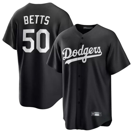 Los Angeles Dodgers #50 Mookie Betts Player Black RONA Carbon Limited Game Stitched Jerseys