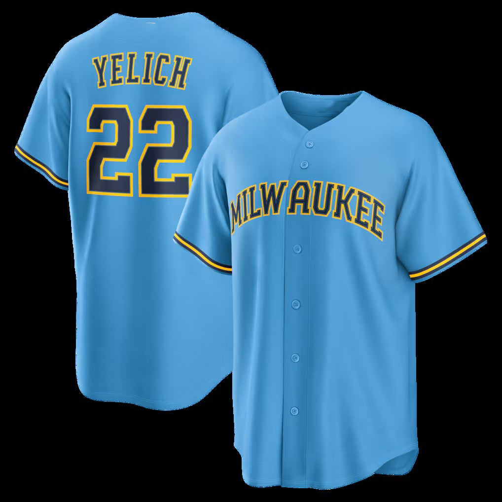 Milwaukee Brewers #22 Christian Yelich Light Blue RONA Road Replica Jersey