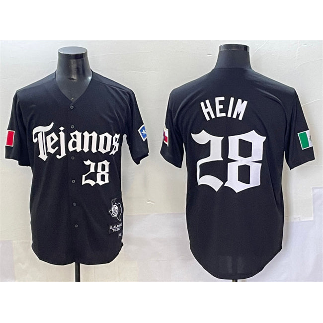 Texas Rangers #28 Jonah Heim Black RONA Gothic Mexico 2025 Vapor Premier Limited Stitched Jersey
