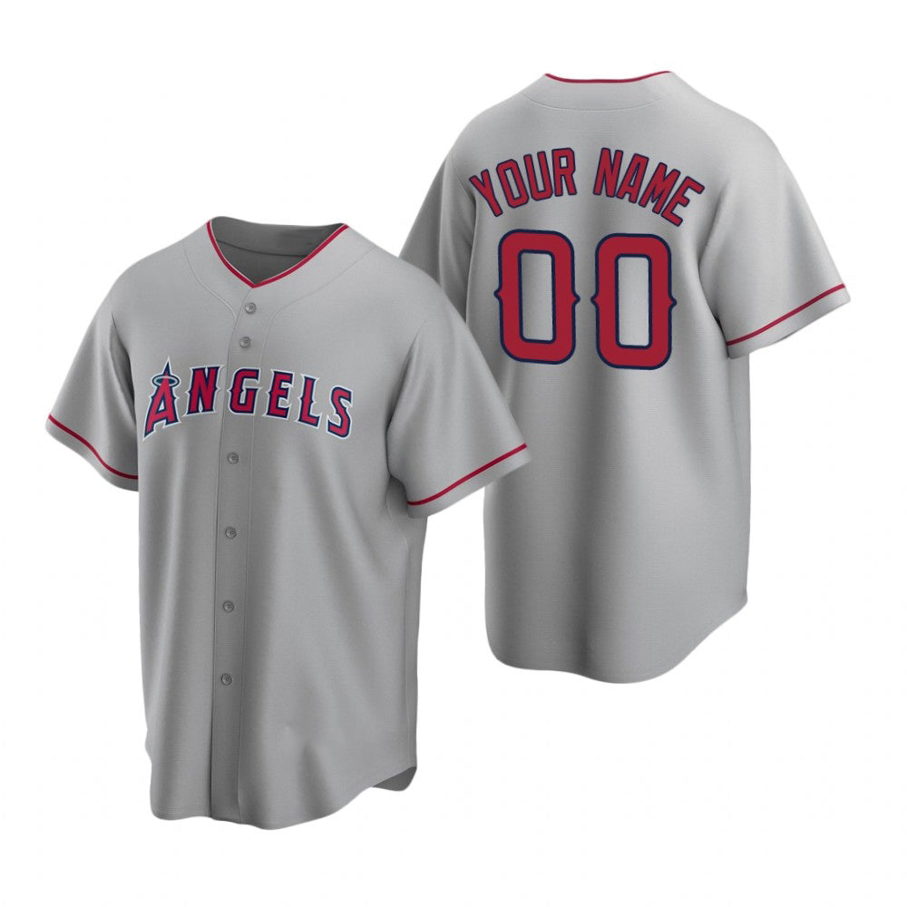 Custom Los Angeles Angels Gray RONA Stitched Cool Base Road Jersey