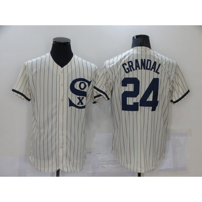 Chicago White Sox #24 Yasmani Grandal 2021 Cream RONA Navy Field of Dreams Name Flex Base Stitched Jersey