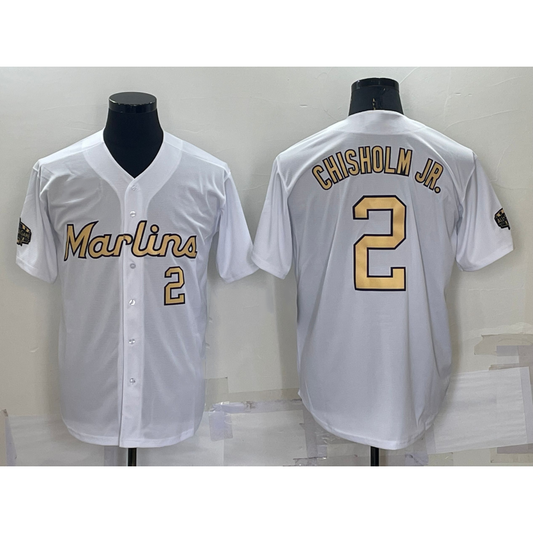 Miami Marlins #2 Jazz Chisholm Jr Number White RONA 2022 All Star Stitched Cool Base Jersey