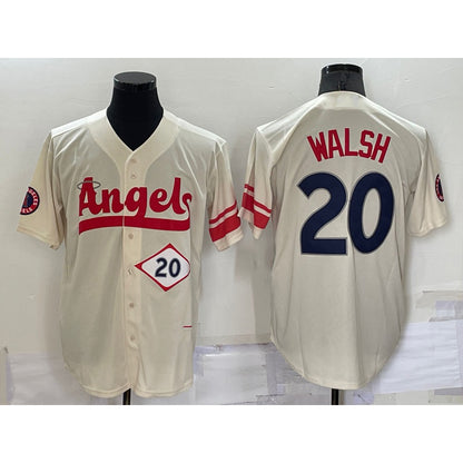 Los Angeles Angels #20 Jared Walsh Number Cream RONA 2022 City Connect Cool Base Stitched Jersey
