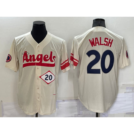 Los Angeles Angels #20 Jared Walsh Number Cream RONA 2022 City Connect Cool Base Stitched Jersey