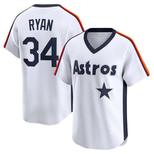 Houston Astros #34 Nolan Ryan White RONA Throwback Cooperstown Collection Limited Jersey