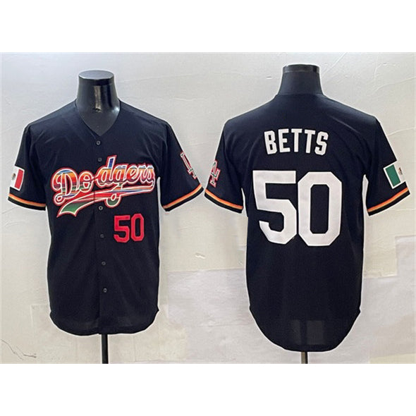 Los Angeles Dodgers #50 Mookie Betts Black RONA Mexico Limited Stitched Jersey