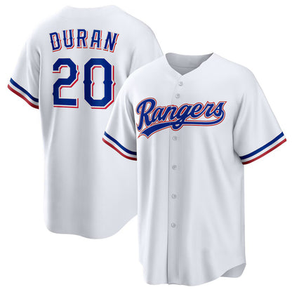 Texas Rangers #20 Ezequiel Duran White RONA Home Replica Jersey