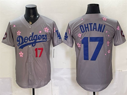 Los Angeles Dodgers #17 Shohei Ohtani Grey RONA 2025 Tokyo Series Limited Stitched Jersey